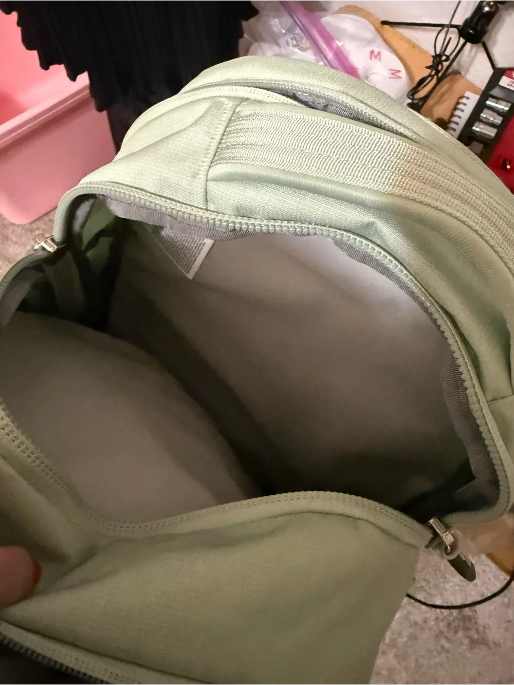 The North Face Sage Green Backpack with Front Pocket